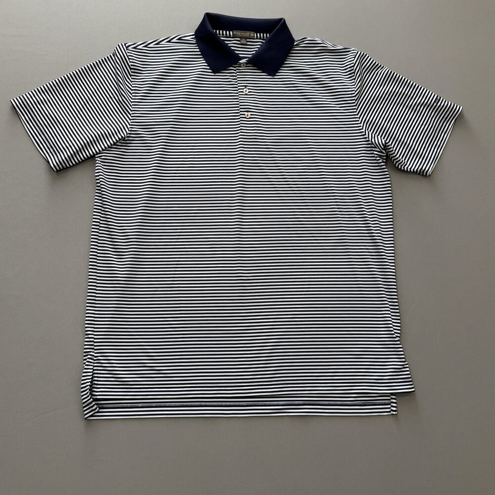 Peter Millar Polo Shirt Mens XL Blue Striped Golf 2018 Classic Summer Comfort